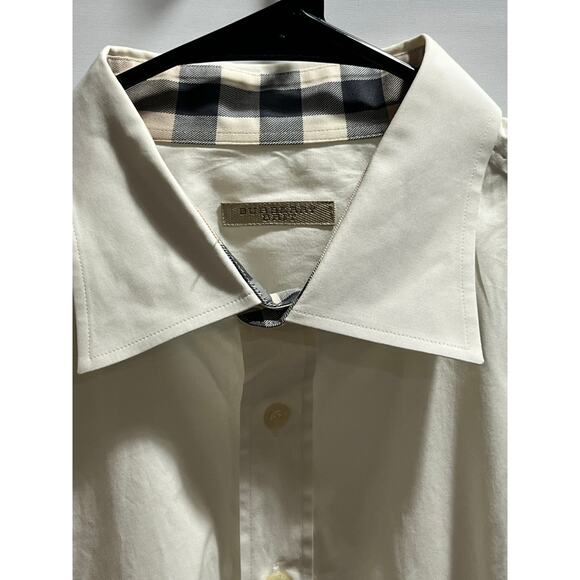 Burberry Brit Men’s Cream Long Sleeve Button Shirt xxl Nova Check Collar Cuff - Picture 2 of 8